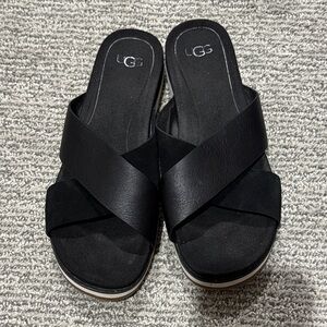 UGG Black Cross-Band Slip-On Mules
